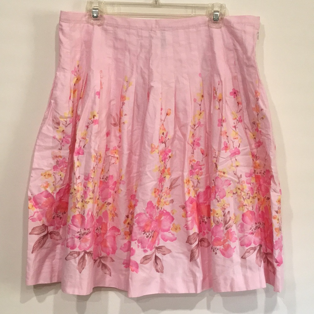 Bandolino Skirt Printed Pastel Pink 100% Cotton, Size 14